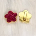 8mm pink glitter flower charm for DIY bracelets and watch strap jewelry accessories - 金底亮粉花朵-玫红色