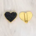 DIY jewelry accessory: 8mm black glitter heart slider bead with gold plated finish - Gold-Tone Heart (SL793) / 8mm Size / Black