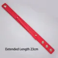 Extended 23cm red faux leather double layer wristband with metal snap buttons - Extended Style (Red) / 23cm Size