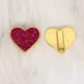 8mm magenta glitter heart slide charm accessory with golden metal base for DIY jewelry - Gold-Tone Heart (SL793) / 8mm Size / Rose Red