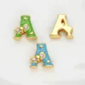 8mm Letter A alloy charm with rhinestone bow and colorful enamel for DIY jewelry making - Letter A / 8mm (1 Piece) / Gold Base Colorful