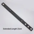 Extended 23cm black faux leather wristband with silver snap buttons. - Extended Style (Black) / 23cm Size