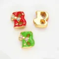 8mm gold plated enamel letter B slide charm with bowknot and sparkling rhinestones - Letter B / 8mm (1 Piece) / Gold Base Colorful