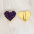 8mm Purple glitter heart slide charm in gold frame for DIY jewelry and bracelet making - Gold-Tone Heart (SL793) / 8mm Size / Deep purple
