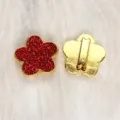 8mm Red glitter flower charm for DIY bracelet jewelry making with elegant gold finish - 金底亮粉花朵-大红色