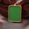 Gold-plated titanium steel Gau box pendant with turquoise smooth face, 4x5cm size - Glossy Gold Style (TK29) / 4x5cm Inner Core