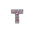 Perla lettera T da 10 mm in strass arcobaleno per braccialetti fai-da-te e gioielli - Lettera T (Satinato)