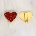 Premium 8mm red glitter heart slide-on charm for DIY jewelry bracelets and bands - Gold-Tone Heart (SL793) / 8mm Size / Red