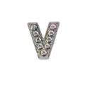 Ciondolo lettera V 10mm con strass colorati per braccialetti fai da te artigianali - Lettera V (Satinato)