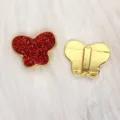 8mm red glitter butterfly slider bead for DIY bracelets jewelry making - Gold Base Butterfly / 8mm / Bright Red (SL799)