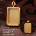 Golden titanium steel Thangka Gau box pendant with a 2x3cm frame and matte gold finish - Matte Gold Style (TK26) / 2x3cm Inner Core