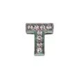 8mm rainbow plated metal letter T bead with sparkling clear rhinestones for DIY jewelry - Letter T (Frosted Style) / 8mm / Rainbow