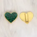 8mm Green Glitter Heart Slider Charm for DIY Wristband and Bracelet Jewelry Making - Gold-Tone Heart (SL793) / 8mm Size / Dark Green