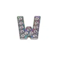 Ciondolo lettera W in strass iridescente da 10 mm per creazione gioielli fai da te - Lettera W (Satinato)