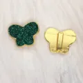 8mm green glitter butterfly charm for DIY jewelry with gold metal slider frame - Gold Base Butterfly / 8mm / Dark Green (SL799)