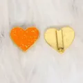 8mm orange glitter heart charm for DIY bracelet strap jewelry with a gold backing - Gold-Tone Heart (SL793) / 8mm Size / Orange