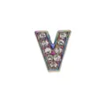 8mm multi-colored rhinestone letter V bead for DIY bracelet jewelry accessories - Letter V (Frosted Style) / 8mm / Rainbow