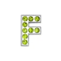 Perla scorrevole lettera F argento 8mm con strass verde chiaro per braccialetti DIY - Lettera F