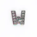 8mm rainbow iridescent metal letter W bead with clear rhinestones for DIY bracelet - Letter W (Frosted Style) / 8mm / Rainbow
