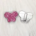 8mm pink glitter butterfly charm slider bead for DIY wristband strap accessory - Chrome Base Butterfly / 8mm / Pink (SL798)