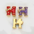 Exquisite 8mm letter H enamel charm featuring bow and rhinestone for DIY jewelry making - Letter H