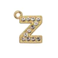 15MM gold alloy letter Z charm with rhinestones for DIY bracelet or necklace jewelry - Letter Z
