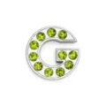 Perlina a lettera G da 8 mm argentata con strass verde chiaro per braccialetti fai-da-te - Lettera G