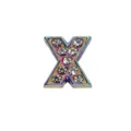 8mm colorful rhinestone letter X charm with rainbow plating for DIY bracelets - Letter X (Frosted Style) / 8mm / Rainbow