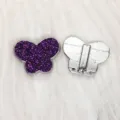 8mm purple glitter butterfly slider charm for DIY wristband making - Chrome Base Butterfly / 8mm / Purple (SL798)