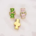8mm bowknot rhinestone enamel alloy beads for DIY jewelry making in various colors - Letter I