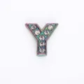 Vibrant 8mm rainbow rhinestone letter Y sliding bead for personalized DIY jewelry bracelets - Letter Y (Frosted Style) / 8mm / Rainbow