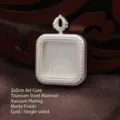 Stainless steel Thangka Gau box pendant with 2x2cm inner frame for replaceable photos - Matte Silver Style (TK24) / 2x2cm Inner Core