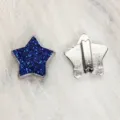 8mm blue glitter star slide charm for DIY bracelets in silver finish, shiny jewelry accessory - Chrome Base Glitter Star (SL802) / 8mm / Dark Blue
