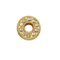 Perla rotonda placcata oro 8mm con strass bianchi brillanti per creazione gioielli DIY - Lettera O