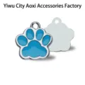 Cute blue enamel dog paw print alloy pendant charm for DIY pet jewelry accessories - 单吊坠(HC356) / Light Blue