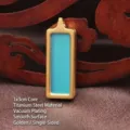 Gold-plated stainless steel Thangka Gau box pendant with turquoise inlay design - Glossy Gold Style (TK21) / 1x3cm Inner Core