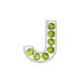 Perlina a scorrimento lettera J con strass verde chiaro 8mm per gioielli fai da te - Lettera J