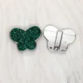 8mm grüner Glitzer Schmetterling Charm für DIY Armband Schmuckherstellung - Chrom Boden Schmetterling / 8mm / Dunkelgrün (SL798)
