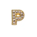 Perlina a lettera P dorata da 8mm con strass bianchi brillanti per gioielli fai da te - Lettera P