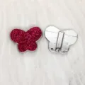 Glänzender rosa Glitzer-Schmetterling-Charm für 8-mm-DIY-Armbandherstellung Zubehör - Chrom Boden Schmetterling / 8mm / Rosarot (SL798)