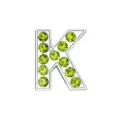 Perlina a forma di lettera K con strass verde chiaro 8mm per braccialetti DIY - Lettera K