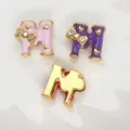Exquisite 8mm enamel letter M slide charms with rhinestone bows for DIY jewelry making - Letter M