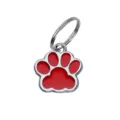 High-quality red enamel pet paw print alloy pendant with silver split ring for DIY - 加圆环(HC356) / Red