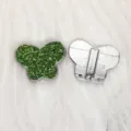 Dekorativer 8mm grüner Glitzer Schmetterlingsanhänger für DIY Armbänder und individuellen Schmuck - Chrom Boden Schmetterling / 8mm / Hellgrün (SL798)