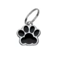 Paw print alloy pet pendant with black enamel finish for DIY jewelry - 加圆环(HC356) / Black