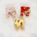 8mm rhinestone bow letter M slider bead in pink and red enamel finish for DIY crafts - Letter N