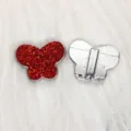 8mm roter Glitzer-Schmetterlingsanhänger für DIY-Armbänder und Schmuck - Chrom Boden Schmetterling / 8mm / Dunkelrot (SL798)