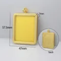 Gold stainless steel Thangka Gawu box pendant with rectangle frame, 57.5x47mm size - Single Sided Glass Gold (TK18) / 4x5cm Inner Core