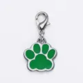 Green enamel dog paw print pendant alloy charm with lobster clasp for DIY jewelry - 加圆环(HC356) / Green
