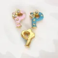8mm gold-plated alphabet P charms with rhinestone bows and colorful enamel for DIY - Letter P
